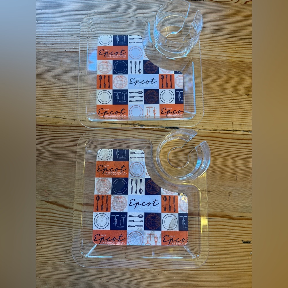 Disney EPCOT Food and Wine Festival 2017 Plates with Cup Holders